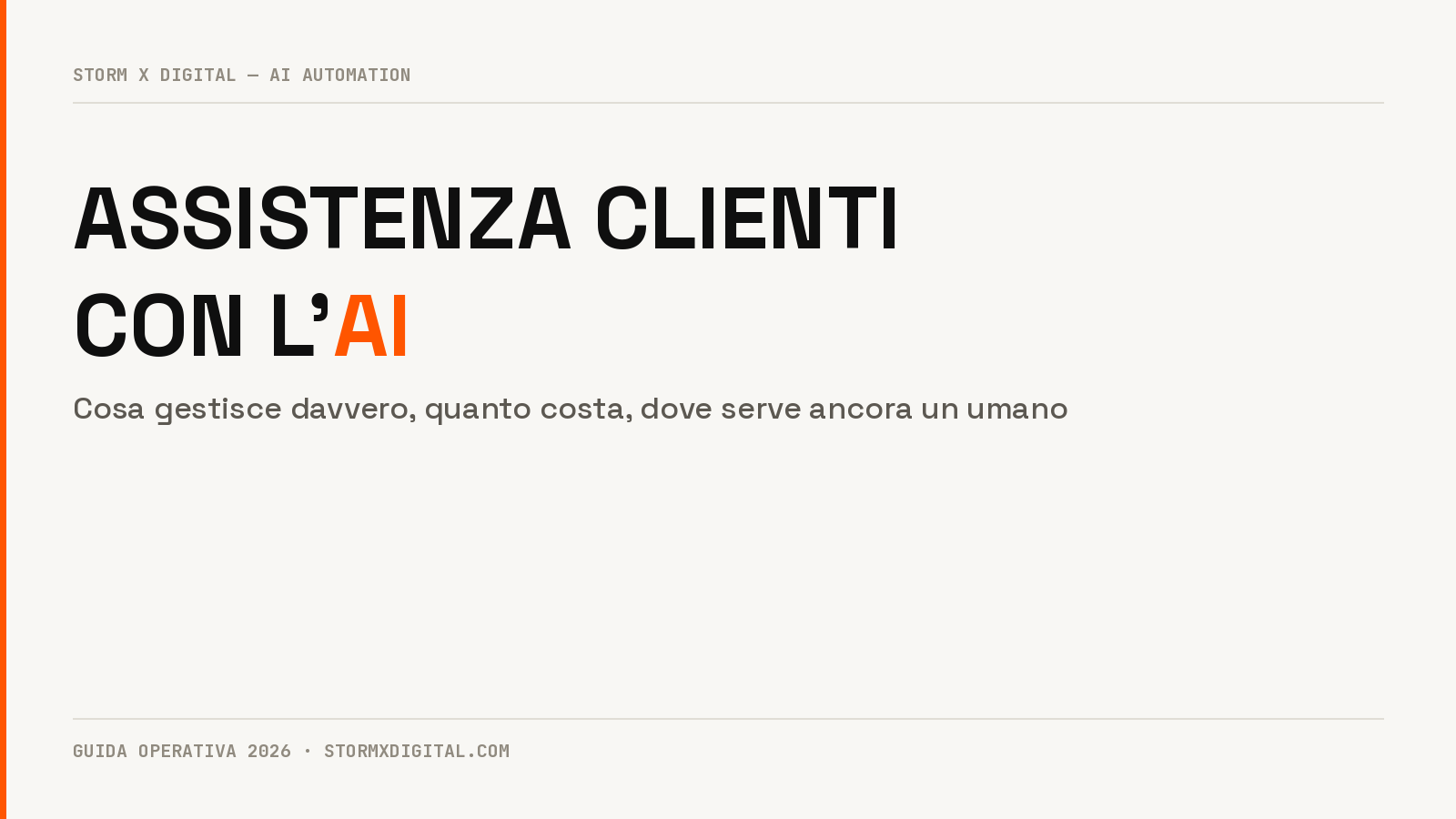 ASSISTENZA CLIENTI CON L'AI — COSTI REALI, INTEGRAZIONE, LIMITI ONESTI