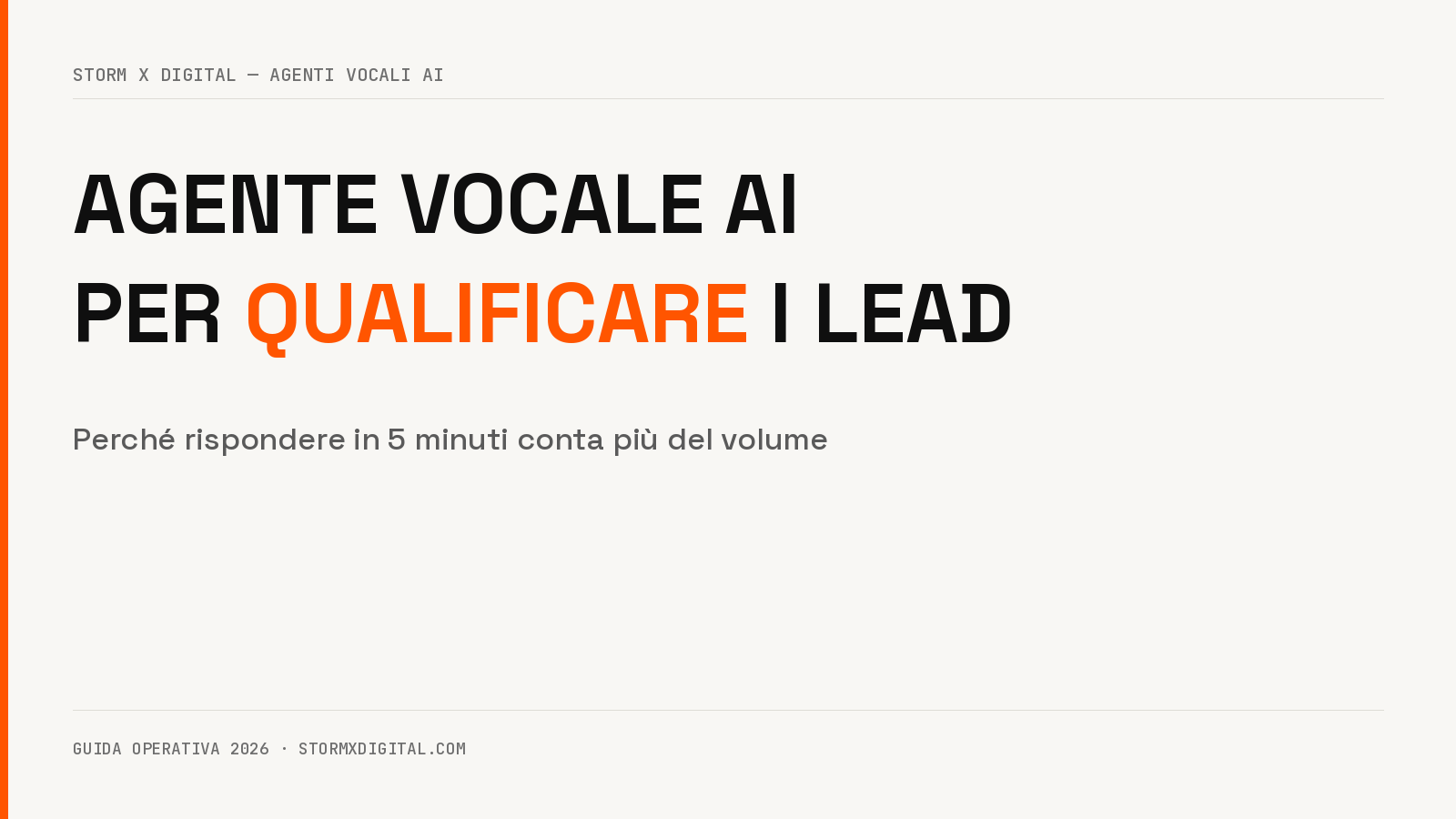 VOCAL AGENT FOR QUALIFICATION OF LEAD — OPERATIVE GUIDANCE