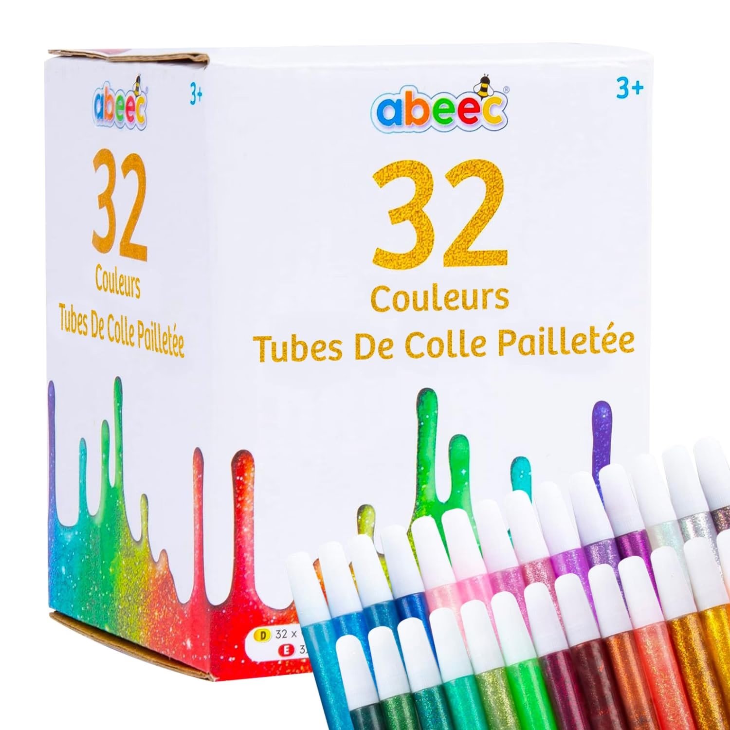 Abeec — 32 couleurs, tubes de colle pailletée (FR)
